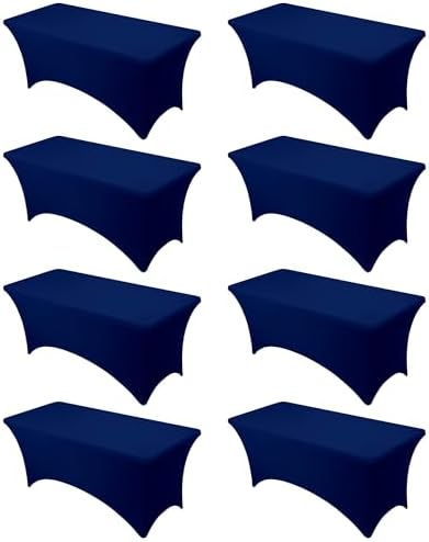 8-Pack Navy Blue Spandex Tablecloths for 6ft Rectangle Tables by DailySet