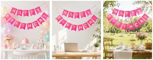 Letjolt Happy Birthday Banner Pure Roseo Girls Party Signs 13 Pcs - Image 4