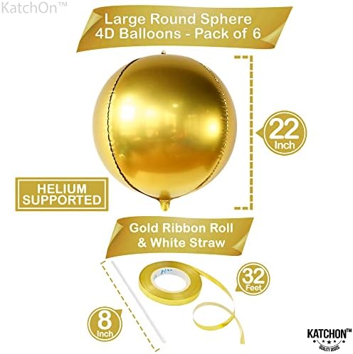 KatchOn Gold Balloons - 22 Inch, Pack of 6, Golden Birthday Party Decor - Image 2