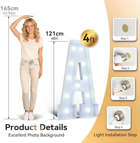 Ledido Easy-Assemble 4FT Warm White & Cool White Marquee Light Up Letter G - Image 2