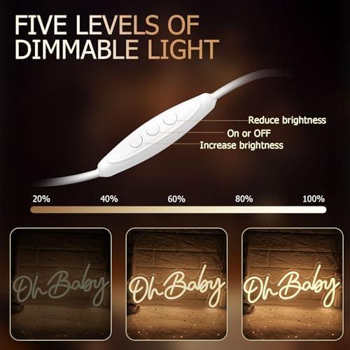 Oh Baby Neon Sign for Backdrop, Dimmable Baby Shower LED Neon Lights - Image 5