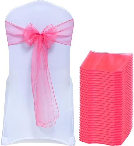 MDS Pack of 75 Organza Chair Sashes for Wedding & Event Décor – Coral by MDS