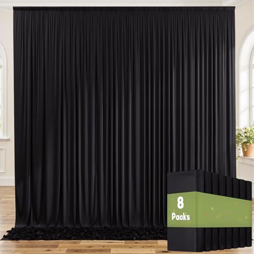 40ftx8ft Wrinkle Free Black Backdrop Curtains for Parties, 8 Panels 5x8ft Thick Polyester Photo Backdrop Drapes for Weddings Birthday Graduation Photography Background Curtains by ENJOYYOURPARTY