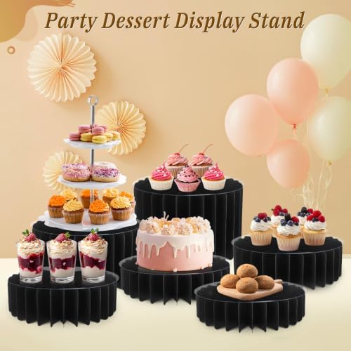 12Pcs Buffet Risers, Food Risers for Table, Foldable Cake Display Stands, Tall Cardboard Cupcakes Stand for Show Catering Desserts Jewelry Wedding Birthday Party Decoration (Black) - Image 7