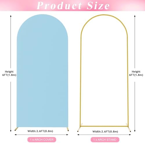 Wokceer 6FT Arch Backdrop Stand and Cover Set, Arch with Dusty Blue Cover - Image 2