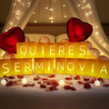 Quieres Ser Mi Novia Light Up Letters, Include Light up Letters, with Tea Lights Candles, Latex Balloons, Aluminum Balloons and Rose Petals, Anniversary and Valentines' Day Decorations for Women by Peledic