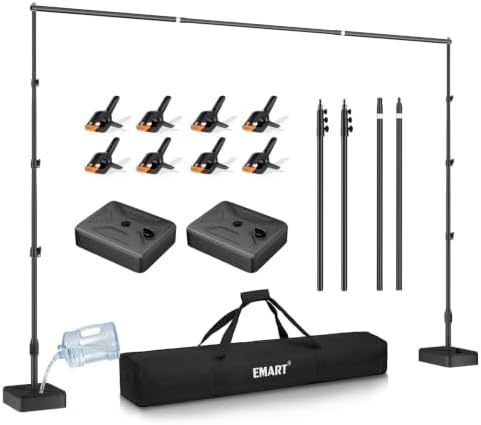 EMART 10x8.5ft Adjustable Backdrop Stand with Heavy Duty Water Tank Base by EMART