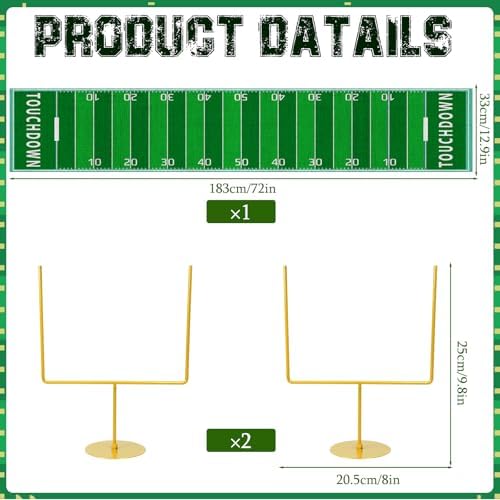 3 PCS Metal Football Goal Post Decoration Football Table Decor Football Field Goal Post Decoration Football Table Decorations for Football Theme Birthday Party Supplies - Image 2