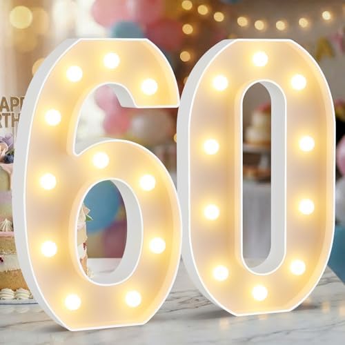 12.6 Inch Marquee Light Up Numbers 60 for Party Decorations by NANXU