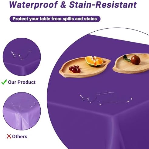 QZYL 4 PCS Plastic Table Cloth, 54" x 108" Purple Picnic Table Cover, for 6 to 8 Foot Tables, Rectangle Tablecloth for Birthday, BBQ, Wedding and Party Decorations, Indoor Outdoor Home Essentials - Image 3