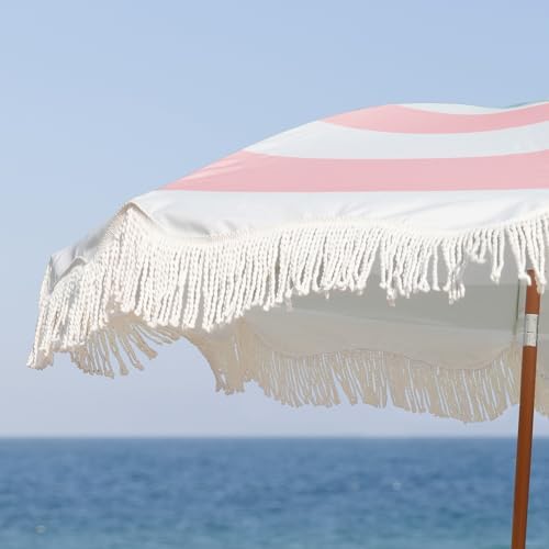 AMMSUN Boho Fringe Umbrella, 6.5ft Outdoor Umbrella with Tassel - Image 2