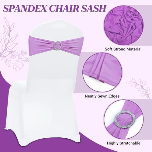 Pack of 25 Spandex Chair Sashes for Wedding Party & Event – Light Purple - Image 3