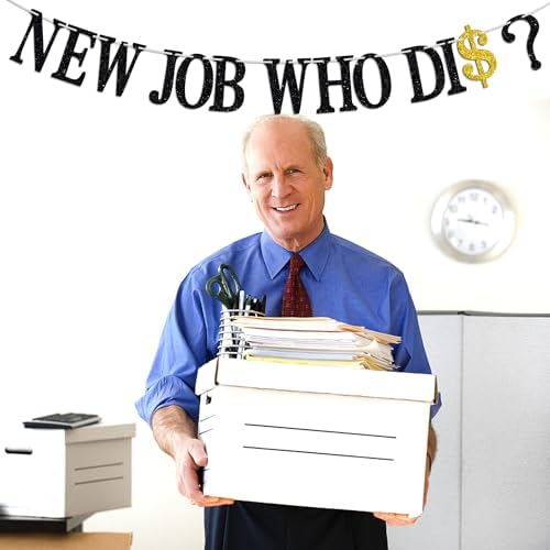 New Job Who Dis Banner - Congrats Coworker/The Beginning of a New Chapter - Job Gift for Her/His - Going Away/Corporation Farewell Party Decoration Supplies - Image 5