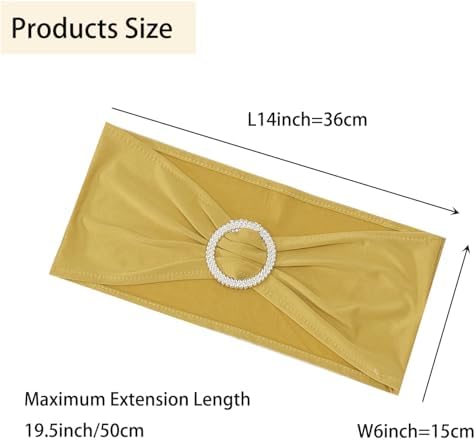 Spandex Chair Sashes Bands, Gold, 30PCS - Image 4