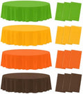 12 Pcs Fall Round Plastic Tablecloth, Yellow Orange Green Coffee by BCCSNNM