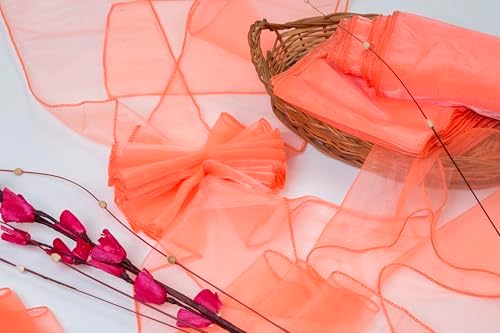 Pack of 25 Organza Chair Sashes for Wedding & Event Décor – Light Orange - Image 5
