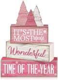 Moucuny 4 Pcs Christmas Table Decoration Wooden Pink Wooden Christmas Tree by Moucuny