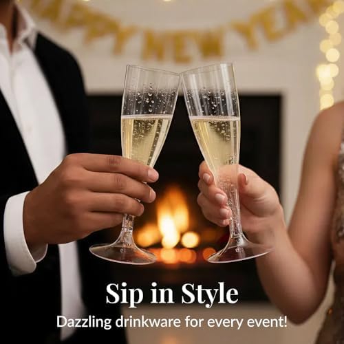 Prestee Disposable Champagne Flutes, 4.5 oz Plastic Champagne Glasses - Image 4
