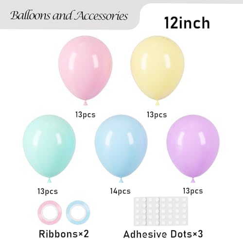 Voircoloria 66pcs Pastel Macaron Latex Party Balloons, 12inch - Image 2