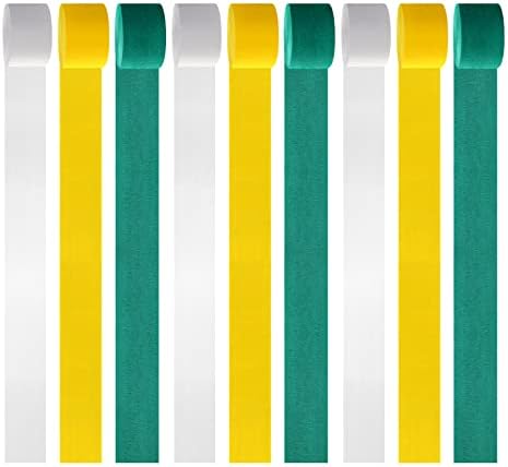 Green-White Yellow Party-Decorations Crepe-Paper Streamers - 9 Rolls Birthday Paper Garland Streamer Neutral Baby Shower Sping Summer Garden Tea Party Decor Panduola - Image 6
