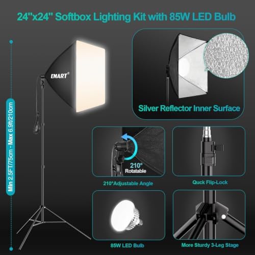 EMART 7 x 10 FT Photography Lighting Kit with 85W LED Bulbs for Portrait - Image 3