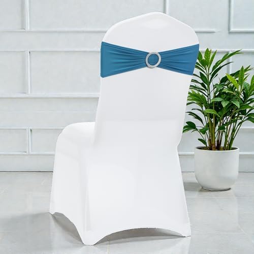 MDS Pack of 75 Spandex Chair Sashes for Wedding Party & Event – Dark Teal - Image 5