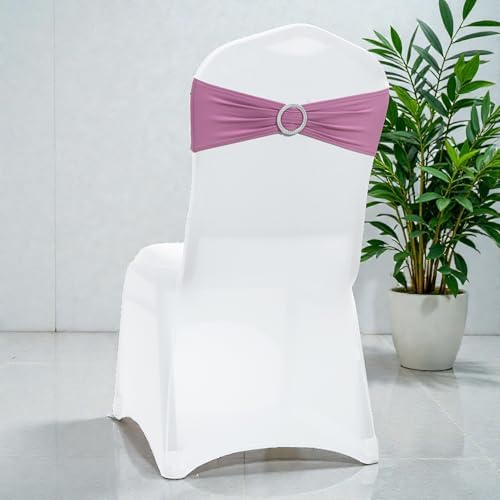 MDS Pack of 200 Spandex Chair Sashes for Wedding Party & Event – Dusty Pink - Image 5
