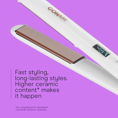 Conair Hair Straightener, Double Ceramic, 1" Extra-Long Plates - Image 3