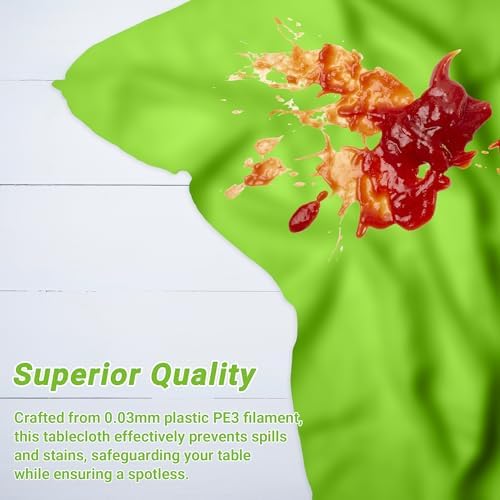 QZYL 12 PCS Bright Plastic Table Cover, 54 X 108 in Rectangle Disposable Table Cloth for Picnic, Light Green Plastic Tablecloth for Parties Weddings Graduation Birthday - Image 4