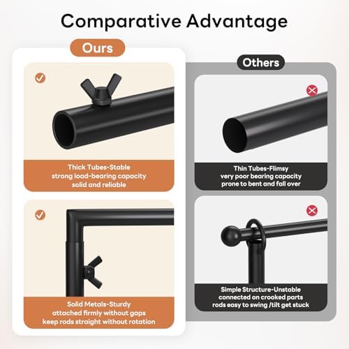 XLHOMO Over The Table Rod Stand with Clamps, Adjustable 32''-79'' Tall 32"-131" Length, Black Table Arch Stand Metal Balloon Frame Hanging Rod for Weddings Birthdays Party Garden Arbors Decoration - Image 3