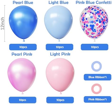 Hiquaty Pink and Blue Balloons,50pcs 12 Inch Gender Reveal Latex Balloons - Image 2