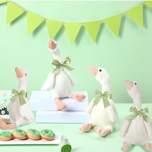 Chunful 6 Set Sage Green One Silly Goose 1st Birthday Decoration 11.8 Inch Soft Goose Stuffed Animal Baby Shower Centerpieces Swan Stuffed Animal with Balloon Table Decor for Wedding Gift Party Favor - Image 2