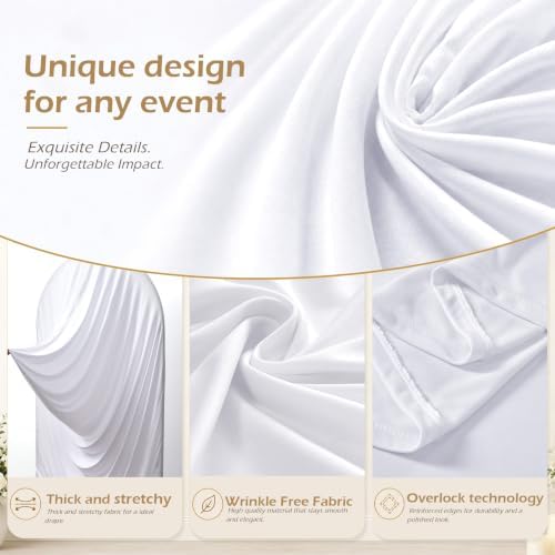 7.2FT White Draped Arch Cover, Ruched Ripple Arch Backdrop Cover for Wedding, Baby Shower, Birthday, Bridal Shower & Party Decorations - Image 6