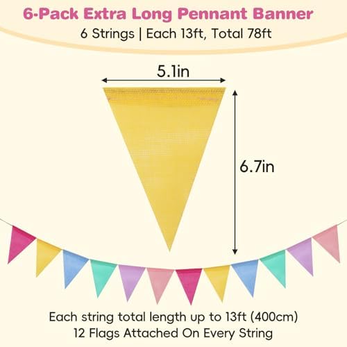 RUBFAC 78ft Pastel Pennant Banner Flags - Image 2