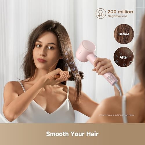 Dreame Gleam Travel Hair Dryer for Women, 110,000RPM High Speed Hair Blower with Diffusers, Fast Drying, 200M Negative Ions for Frizz-Free, Smart Heat Control, Compact Hair Dryer - Image 5