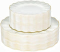 72PCS Ivory White Plastic Plates, Wavy Plates with Gold Rim by QualQuot