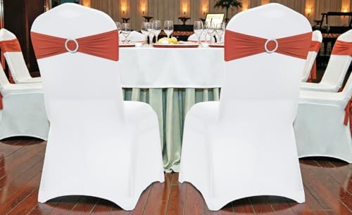 MDS Pack of 150 Spandex Chair Sashes for Wedding Party & Event – Terracotta - Image 6