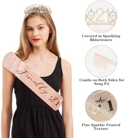 50Pcs 21st Birthday Decorations for Her, Rose Gold&Black Pre-Assembled Set. - Image 4