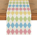 Artoid Mode Diamond Plaid Pink Blue Easter Table Runner, Seasonal Spring Summer Party Kitchen Dining Table Decoration for Home Party Decor 13x72 Inch by ArtoidMode