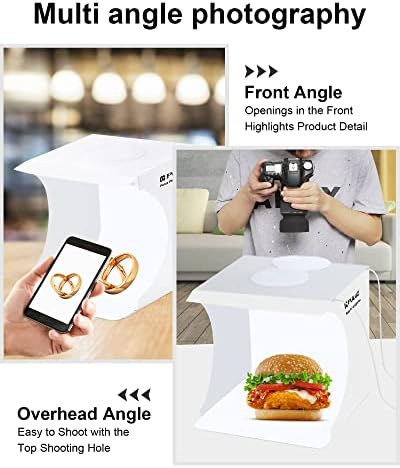 Photo Studio Box with LED Light, PULUZ 20cm Mini Portable Photography Lighting Tent Kit, White Foldable Shooting Softbox with 2x20 Lights + 6 Backdrops for Product Display - Image 2
