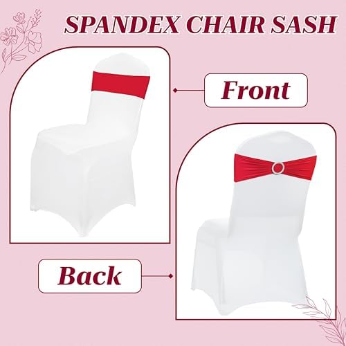 MDS Pack of 125 Spandex Chair Sashes for Wedding Party & Event – Red - Image 4
