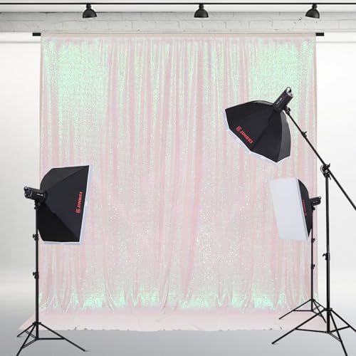 PartyDelight Iridescent White Sequin Backdrop 6x6ft Shimmer Photo Curtain - Image 3