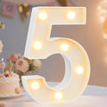 Decorative Led Light Up Number Letters, White Plastic Marquee Number Lights Sign Party Wedding Decor Battery Operated Number (5) by Pooqla
