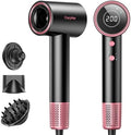 Ionic Hair Dryer with Diffuser and Concentrator- 180000 RPM High Speed Blow Dryer, 3 Min Fast Drying, Heat-Control, Low Noise, Lightweight, Salon Professional Blow Dryer for Women, Men (Blush Pink) by CrazyMar