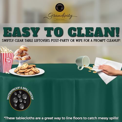 Grandipity Plastic Table Cloth Disposable 12 Pack 84" Round Dark Green - Image 3