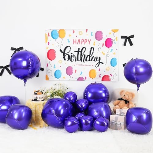 12PCS Dark Purple Round Foil Balloons 22" 15" 10" Chrome Purple Balloons - Image 3