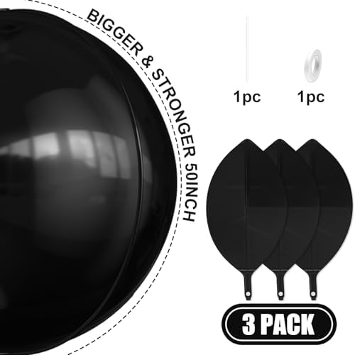 50 Inch Metallic Black Round Foil Balloons 3pcs Black Party Decor - Image 3