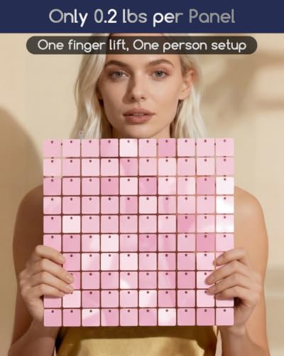 COKAOBE LiteGrid Series Shimmer Wall Backdrop - 24Pcs Baby Pink - Image 3