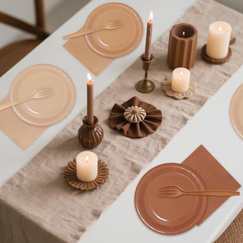 Serves 35 Guests Gradient Brown Plates and Napkins Party Supplies - Image 7