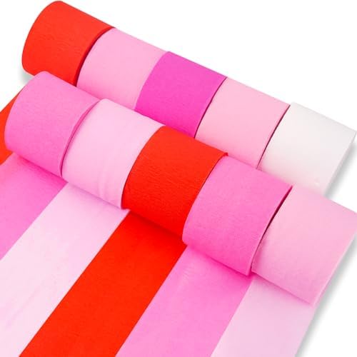 PartyWoo Pink Crepe Paper Streamers 10pcs 820 FT Pink Streamers by PartyWoo